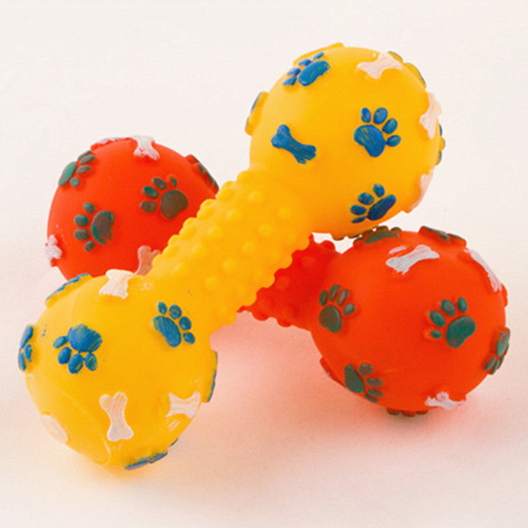 Pet Dumbbell Sound Toys Silicone Dog Toys Teeth Bite 13Cm Dog Training Guide Toys - Zippylo