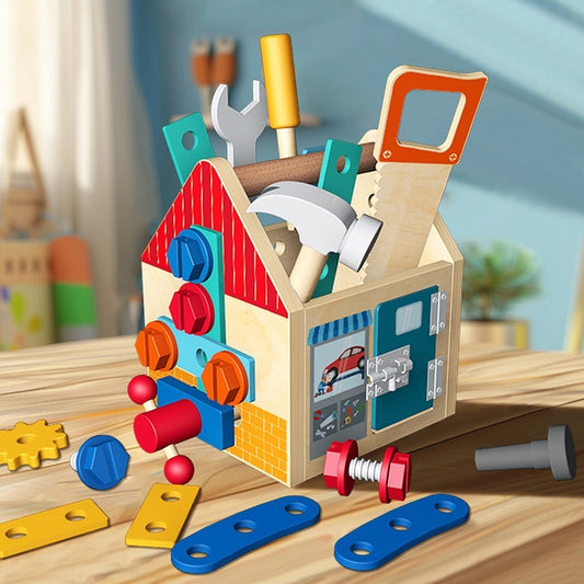 Wooden Montessori Busy Board Nut Toolbox Educational Toy For Kids - Zippylo