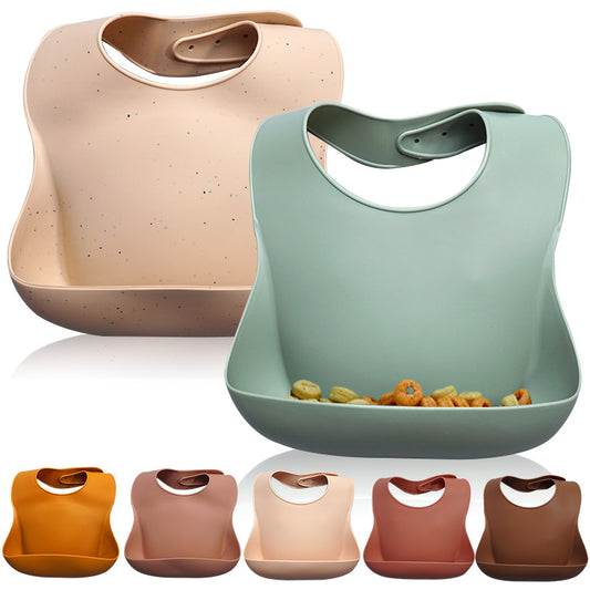 Soft Waterproof Silicone Baby Bib With Food Catcher, Baby Silicone Bib - Zippylo