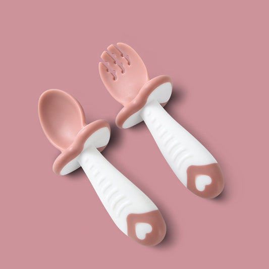 Baby Learn To Eat Training Soft Head Spoon Fork - Zippylo