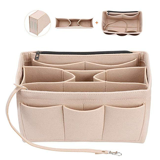Cross-Border Felt Cosmetic Bag Multi-Function Large-Capacity Bag Middle Bag Travel Wash Felt Storage Bag - Zippylo