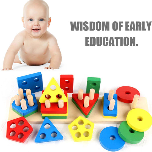 Baby Geometric Intelligence Board Shape Matching Building Block Toy - Zippylo
