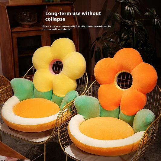 Cartoon Half-Pack Waist Support Flower Futon Cushion - Zippylo