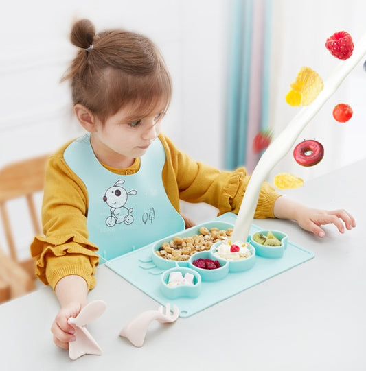 Baby Silicone Suction Cup Dishes Cartoon Learning Bowl Infant Feeding Bowls - Zippylo