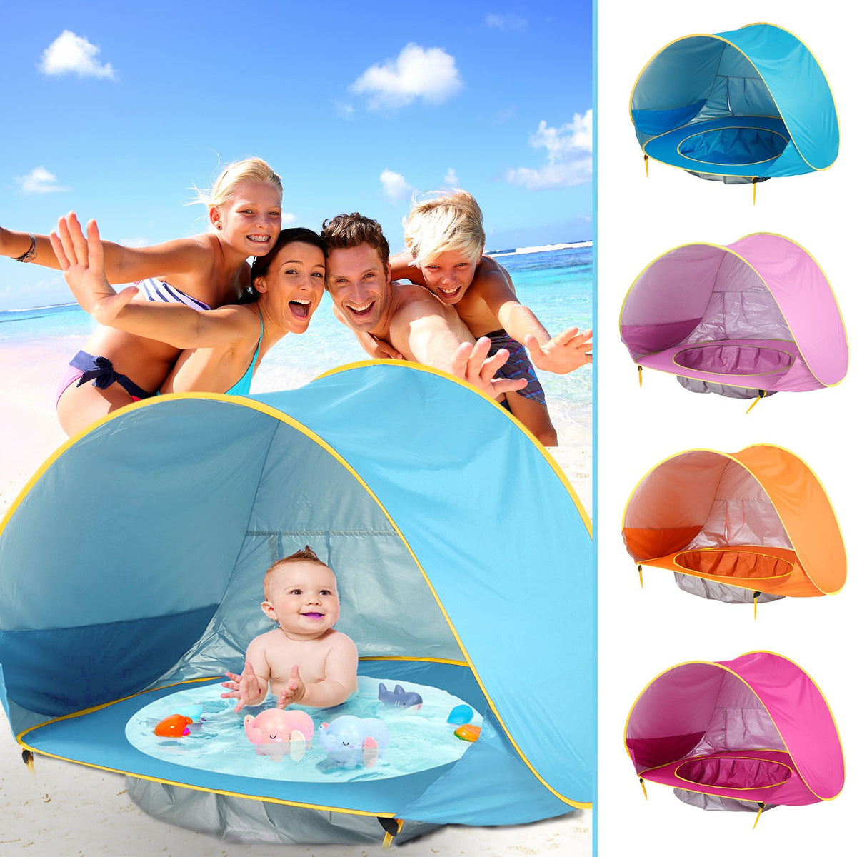 Baby Beach Tent Portable Shade Pool Uv Protection Sun Shelter For Infant Outdoor Toys Child Swimming Pool Play House Tent Toys - Zippylo