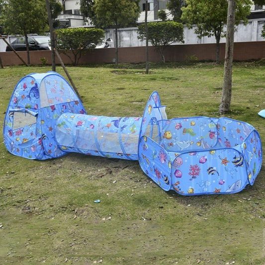 Underwater World Children'S Tent Three-Piece Marine Cartoon Ball Pool Tunnel Three-In-One Children'S Tent - Zippylo