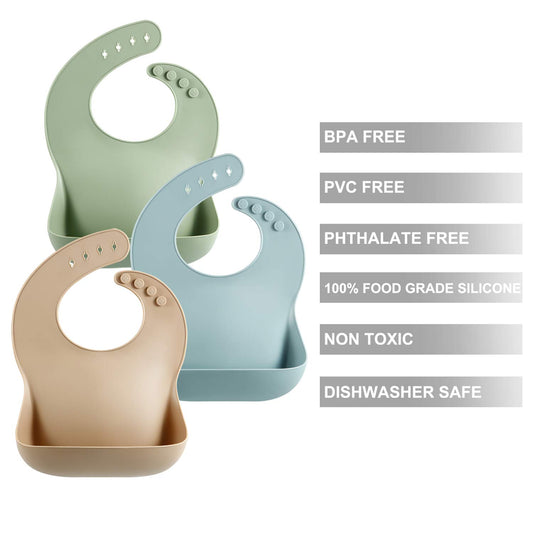 Soft Silicone Baby Bibs - Waterproof, Adjustable & Bpa-Free For Infants & Toddlers 10-72 Months, Unisex Feeding Essentials In 7 Colors - Zippylo