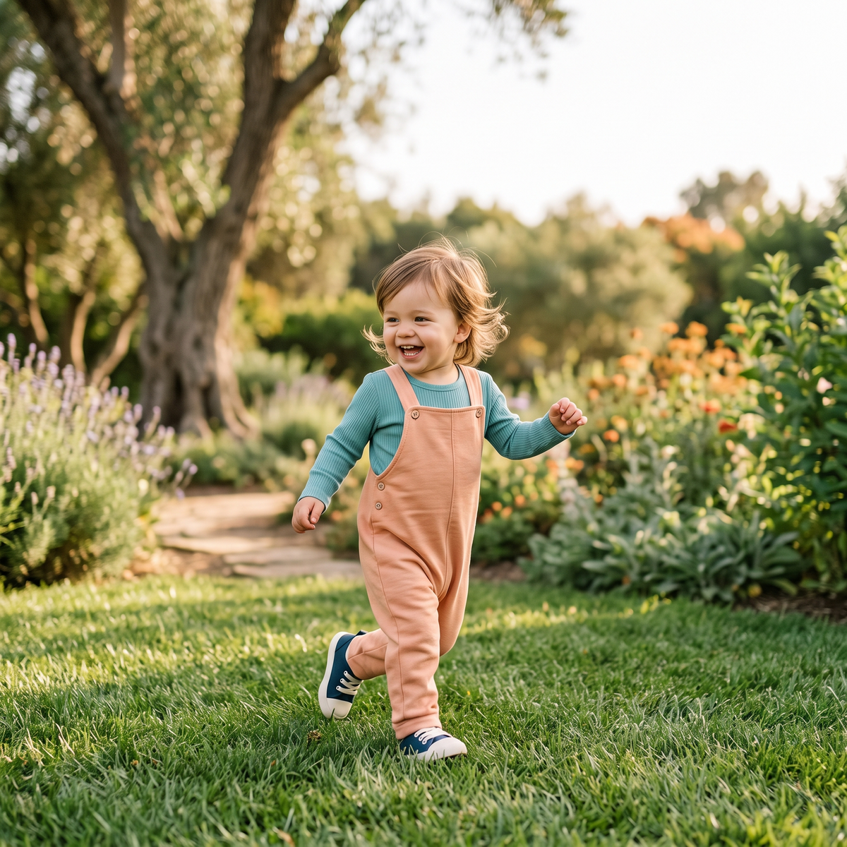 Active toddler playing outdoors