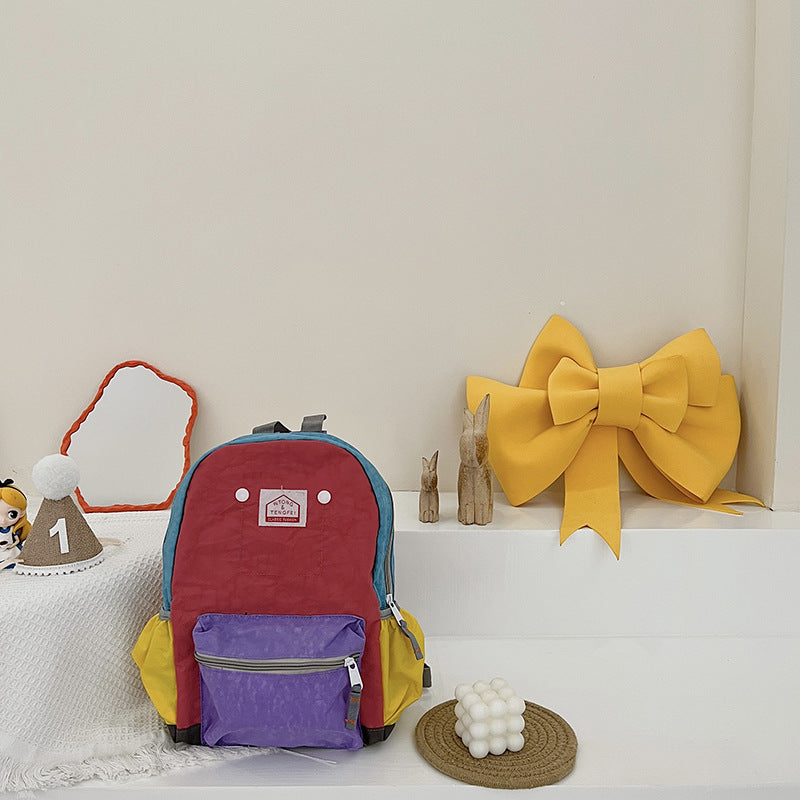 Children'S Bags Simple And Lightweight Canvas Backpack Boys Girls Spine Protection - Zippylo