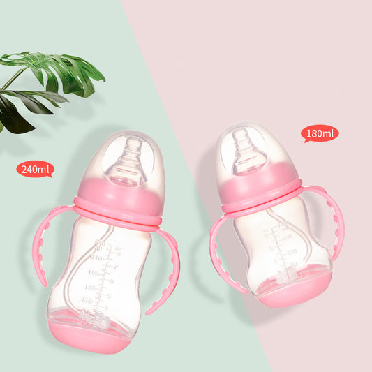 Wide Caliber Pp Baby Bottle Anti-Colic With Handle Straw Baby Feeding Bottle 180 240Ml Optional Bulk - Zippylo