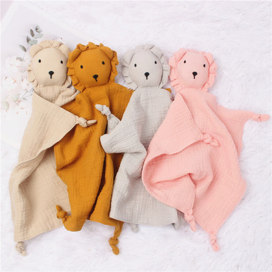 Ins Wind Baby Cotton Gauze Comfort Towel Muslin Baby Sleeping Doll Lion Saliva Towel - Zippylo