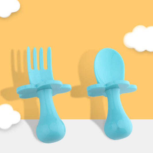 Children'S Cloud Short Handle Complementary Food Training Spoon Fork - Zippylo