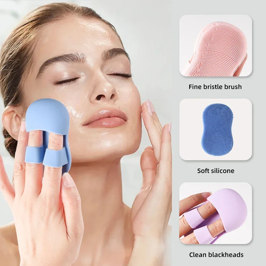 2Pc Face Scrubber Mini Facial Brush Silicone Wash Exfoliator Finger Glove Pads Handheld Cleansing Brushes Tool Skin Care Deep Clean Baby Shampoo Baby Bath Brush - Zippylo