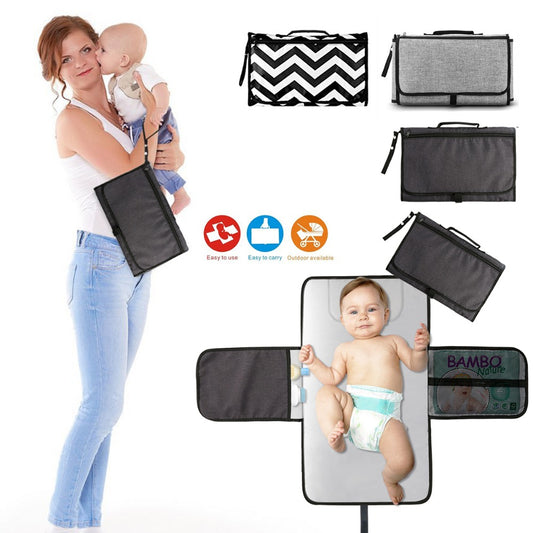 Baby Portable Foldable Washable Compact Travel Nappy Diaper Changing Mat Waterproof Baby Floor Mat Change Play Mat & Storage Bag - Zippylo